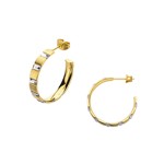 Yellow gold plated Steel Hoops with Baguette Czs